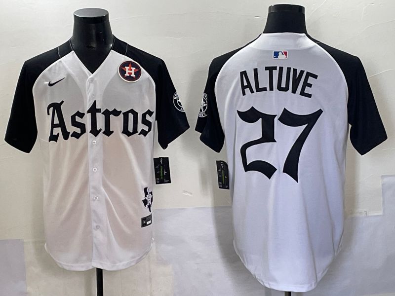 Men 2025 Houston Astros #27 Altuve White Black Five generations Joint Name Nike MLB Jersey style 10->houston astros->MLB Jersey